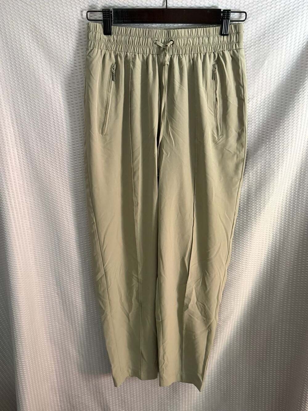 SOHO Apparel Ltd. Beige Elastic Waist Jogger Pants with Zipper Pockets